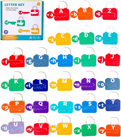 Fidtoy Wooden Lock Matching Toy Montessori Key Puzzle Educational Toy for Kids Color Recognition Math Learning Fine Motor Skills Logic Game