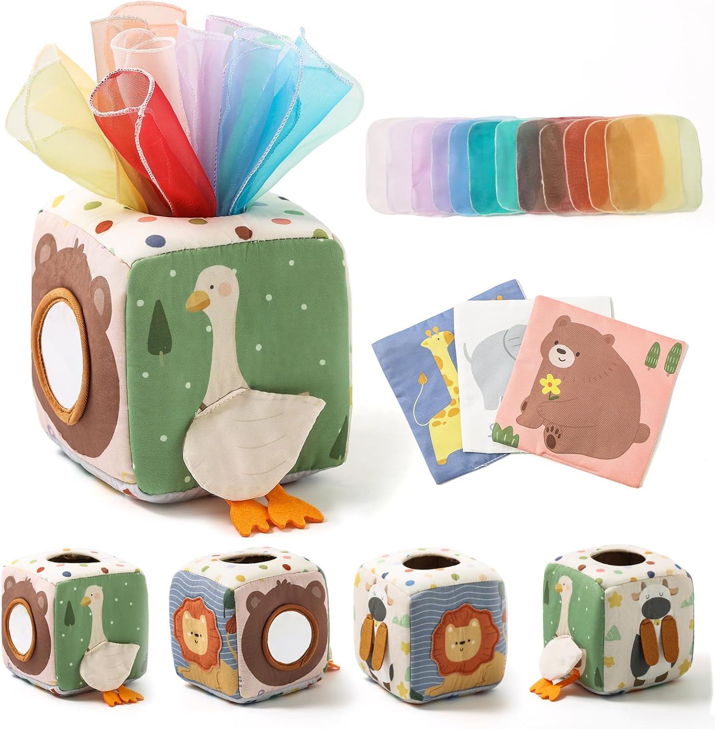 Fidtoy Montessori Tissue Box Toy for Babies – Sensory Pulling Cube