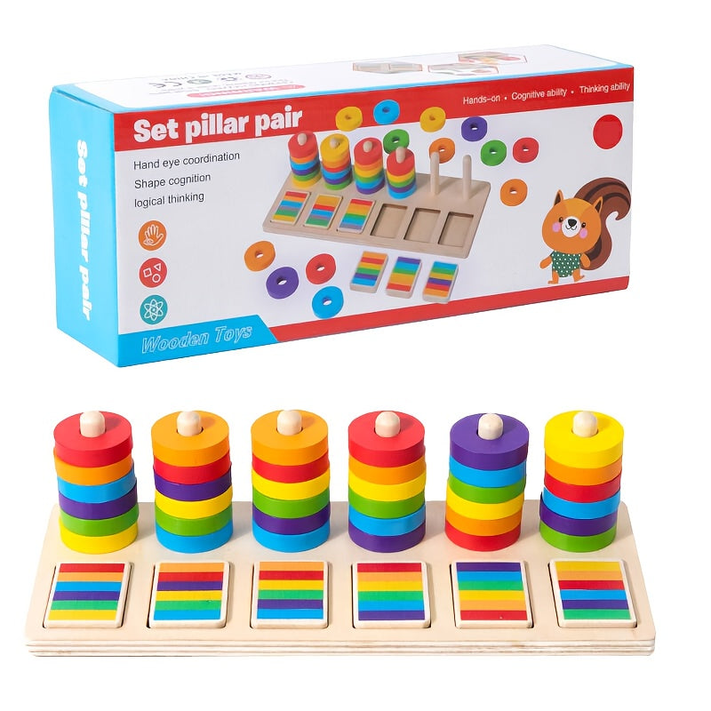 Fidtoy Hanoi Tower Puzzle Game for Toddlers Color Sorting and Fine Motor Skills