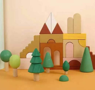 Kit de jeu en bois Arbres de la forêt - Jouets en bois à construction libre