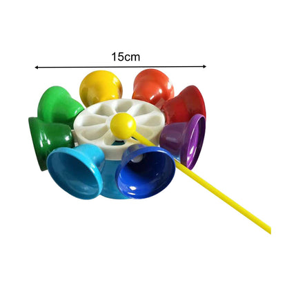 Rotating Rainbow Spinning 8  Bell Set Kids Percussion Musical Instrument Sound Toy Chime