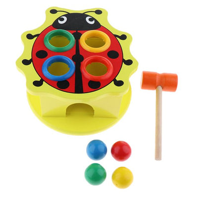 Fidtoy Wooden Pounding Animal Hammering Ball Set Montessori Fine Motor Color Recognition Toy for Kids Ages 3+