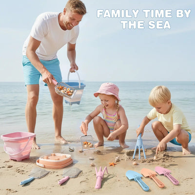 Fidtoy Portable Beach Sand Toy Set for Kids 3-10 - Treasure Hunting Fun