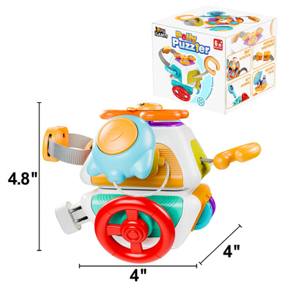 Baby Busy Board Cube, Montessori Sensory Toys for Toddler 1-3, Infant Carseat Plane Travel Toy