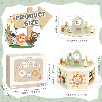 Fidtoy Cube d'Activités en Bois 11-en-1, Jouet Montessori pour Tout-petits, Centre d'Apprentissage 1-4 Ans