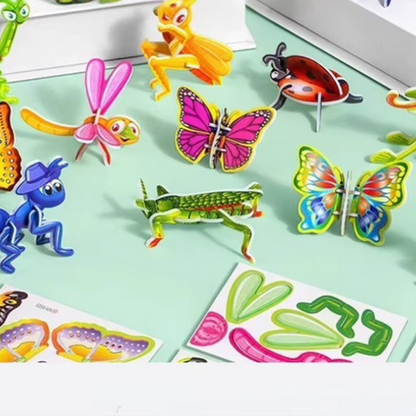 3D Dinosaur Puzzle Set – Montessori Wooden Animal Building & Learning Toy for Kids