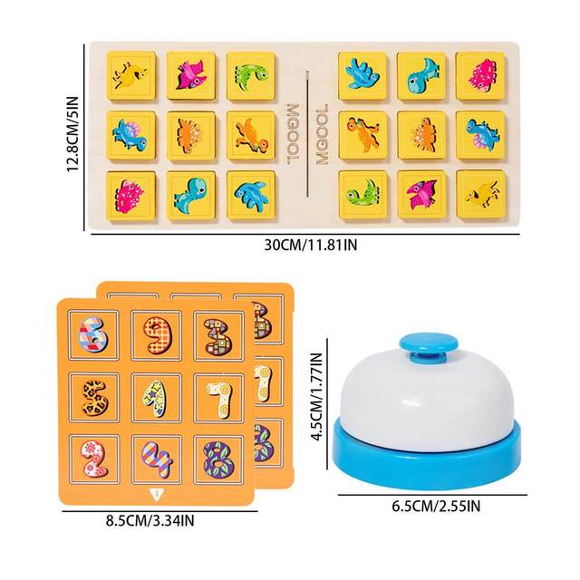 Juego interactivo de campana para emparejar números y dinosaurios - 2 jugadores