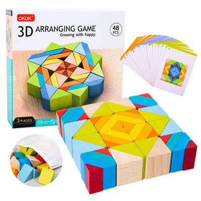 Rompecabezas mental de arreglo geométrico de madera en 3D - 178