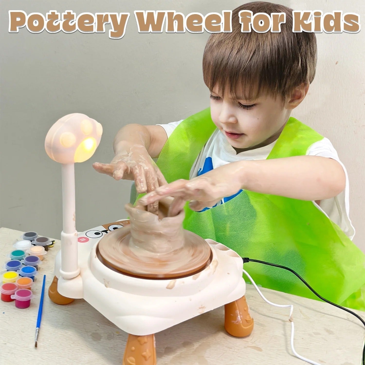DIY Cat Electric Pottery Wheel Pretend Play Art Tool Kit - 03D