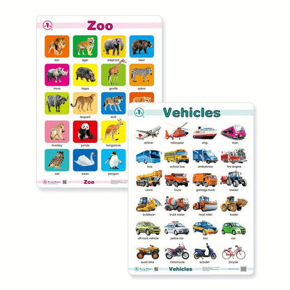 12in1 Object Recognition Education Posters with Erasable Board