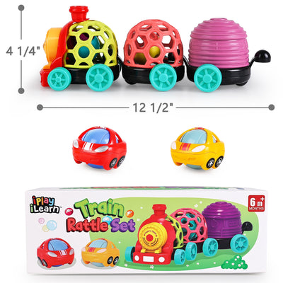 Juego de tren rodante con sonajero Fidtoy para bebés de 6 a 12 meses