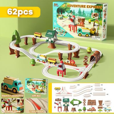 Fidtoy 62PCS Forest Adventure Motorized Train Track Set