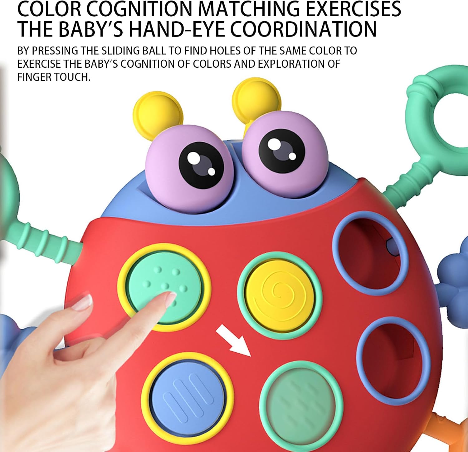Cute Colorful Ladybug String Pull Sensory Rattle - 368