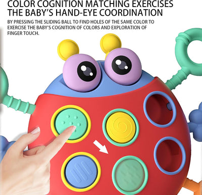 Cute Colorful Ladybug String Pull Sensory Rattle - 368