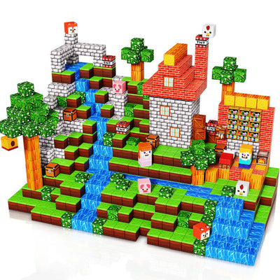 Magnetic Building Blocks Montessori Toy Set – STEM Educational Construction Tiles for Kids