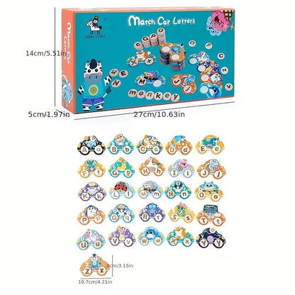 Wooden Animal Letters Car Cognitive Matching Card - 566