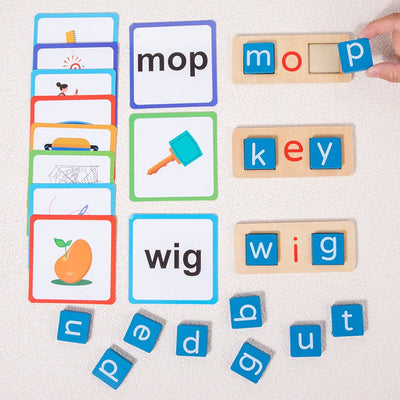 Cartes flash de mots visuels Blocs de lecture en bois pour la maternelle - 979