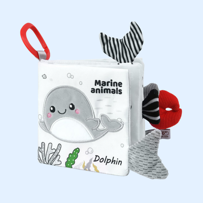 Livre en tissu interactif Fidtoy 3D animaux, jouet d'apprentissage sensoriel pour bébé