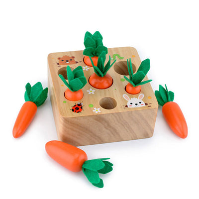 Caja de cosecha de zanahorias Juguete Montessori de madera ecológico