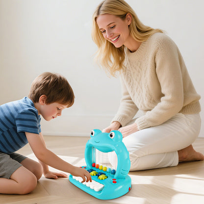 Blowing Ball Frog Piano Toy for Toddlers, Educational Musical Keyboard with Lights & Sounds, Early Learning Development Toy with Color Balls and Piano Keys for Boys & Girls Ages 18+ Months