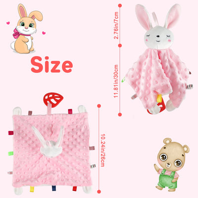 2 Pair Baby Comforter Blanket for New-born Toys Sensory Toys for Babies Baby New-born Animal Soft Toys Gifts Soft Touch Cuddle Snuggle Toys