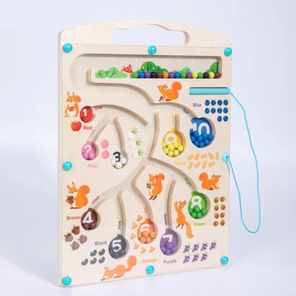 Wooden Magnetic Color and Number Maze Board - 018