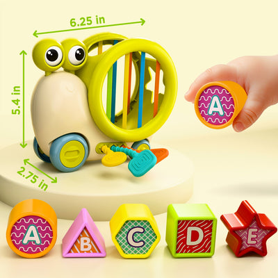 Fidtoy Juguete Clasificador de Formas de Caracol con Empuje para Bebés y Niños Pequeños