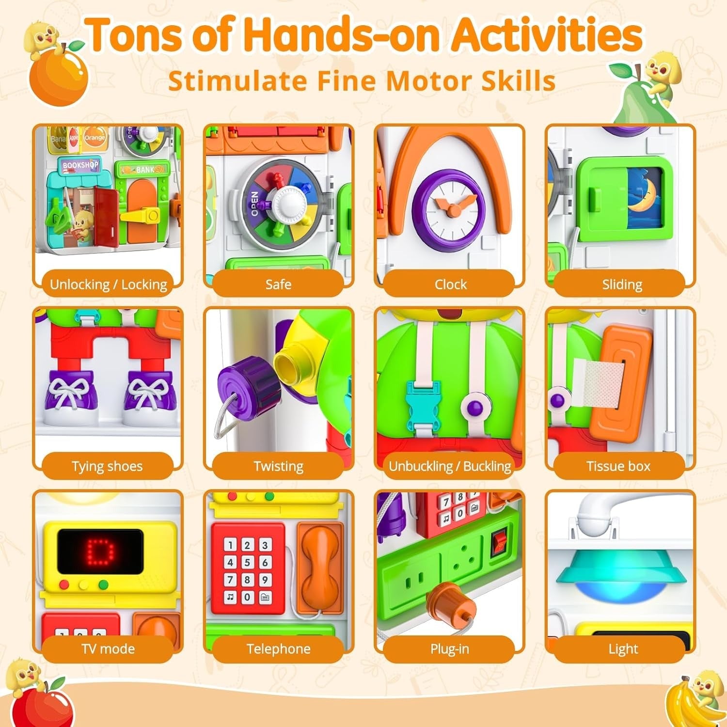 Tabla de actividades Montessori sensoriales múltiples para niños pequeños - 213