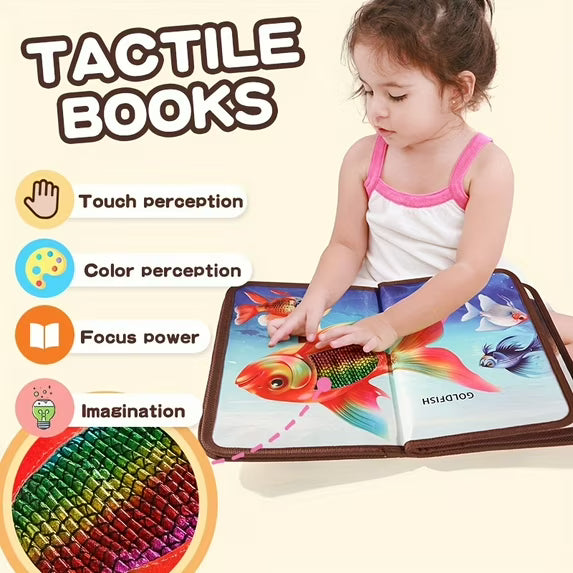 Fidtoy Wild Animals Tactile Touch and Feel Book for Toddlers | Cloth Sensory Quiet Book, Animal Recognition, Texture Exploration, Vocabulary, Tummy Time & Bedtime Reading Toy Age 2+
