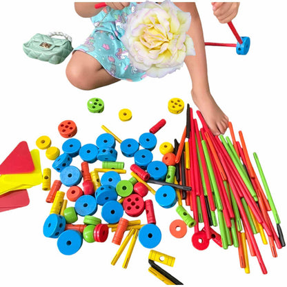 130+ pcs Large Wooden Tinker Toy Building Set construction Blocks Best Kids Open-Ended Toys