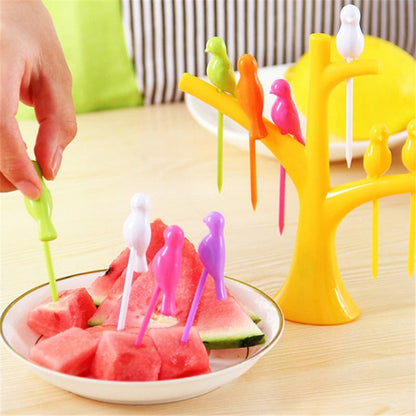 Birdie Fruit Fork with Tree Stand - 6 pieces