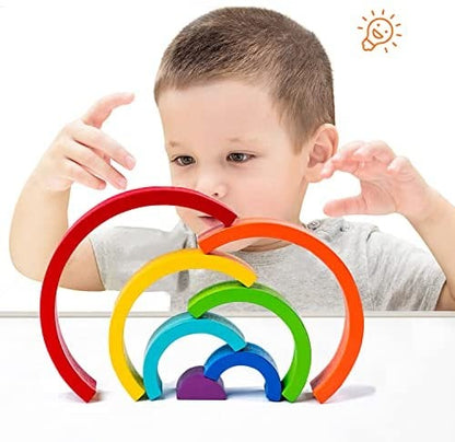 Wooden Small Rainbow Stacking Blocks - 7 Pieces - 941
