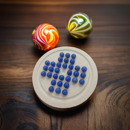 Solitaire Wooden Game with Marble Ball - 014