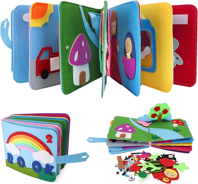Fidtoy Montessori Felt Busy Book for Toddlers – Interactive Learning & Sensory Toy, Ages 1-4