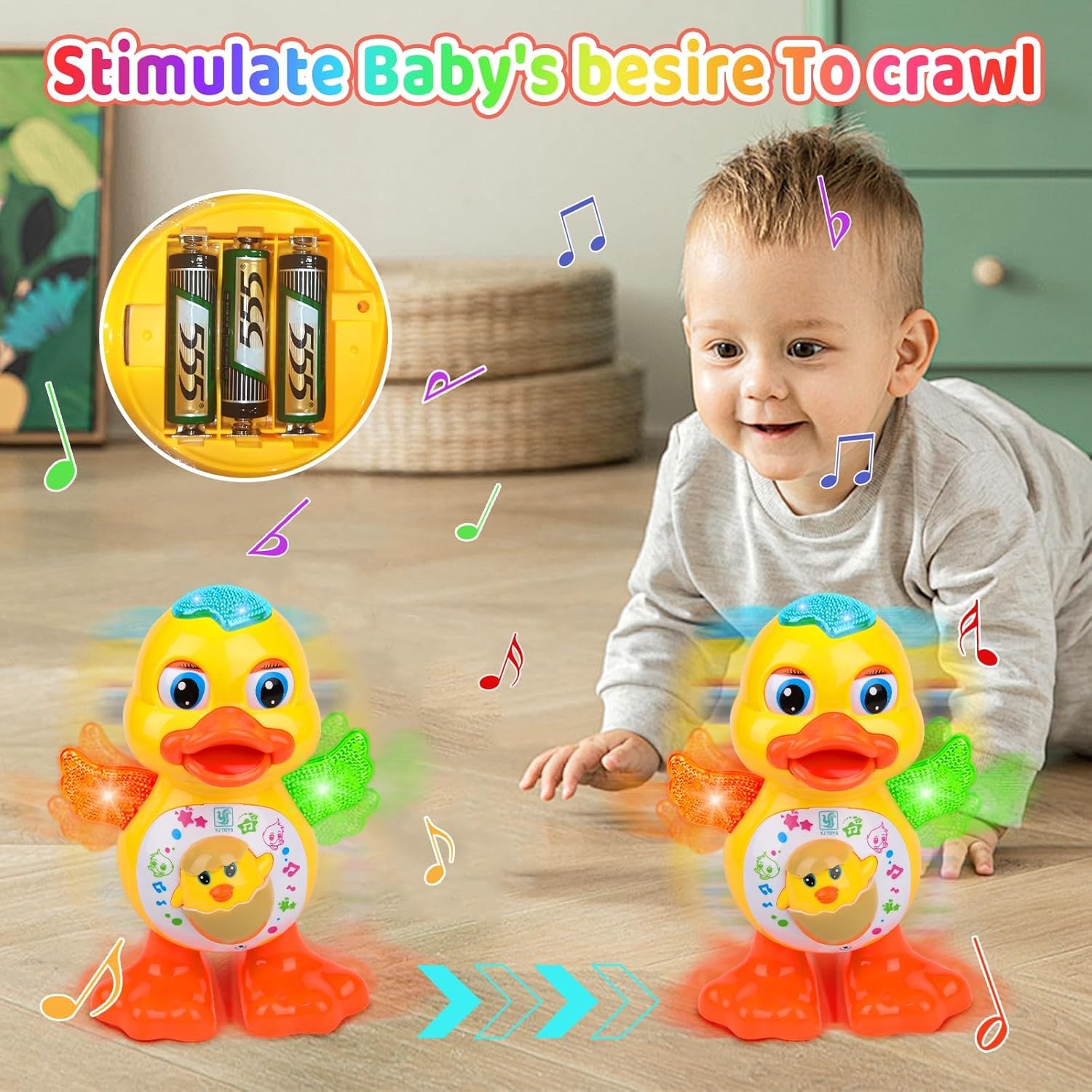 Fidtoy Musical Dancing Duck Toy with Lights and Music – Interactive Moving Duck Toy for Toddlers and Kids