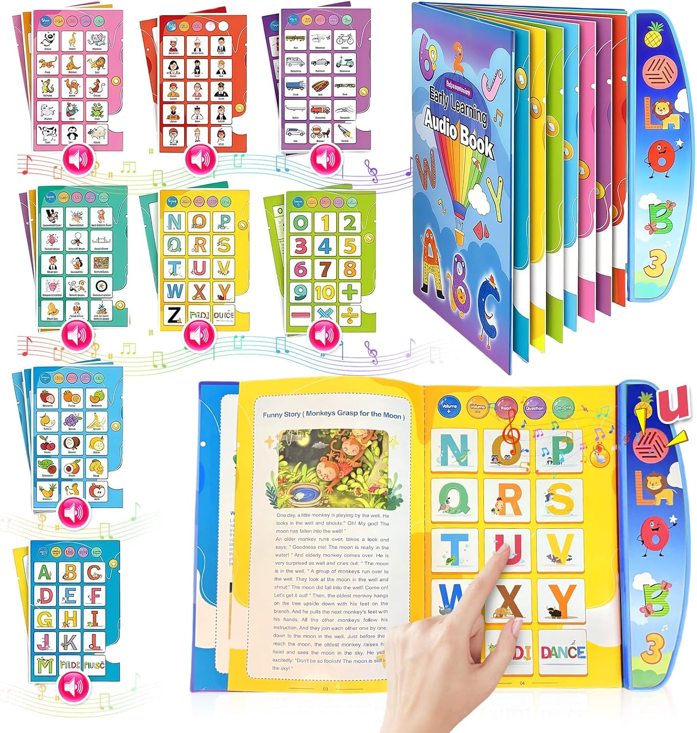 Fidtoy Learning Auditory English Audio Book for Kids Talking Alphabet Number Interactive Learning Toy Ages 2-6