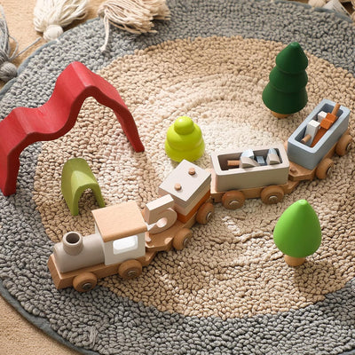 Fidtoy Wooden Birthday Train Toy with Number Blocks