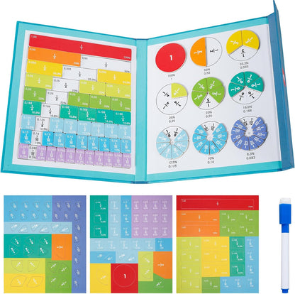 102 Pcs Magnetic Fraction Tiles Circles Set with Pen,Math Counting Board,Montessori Division Board,Fraction Tiles Circles Learning Math Fraction Manipulatives for Kids Preschool Class