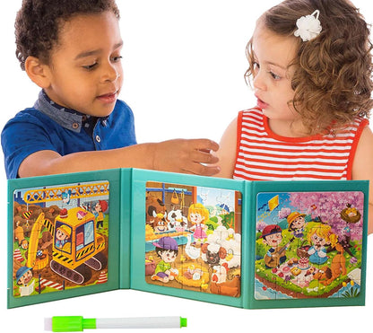 Rompecabezas magnéticos para niños | Juguete magnético - El Dibujo 4 en 1 desarrolla Habilidades, estimula el Cerebro, Disfruta aprendiendo para Picnic, Comedor, automóvil, avión