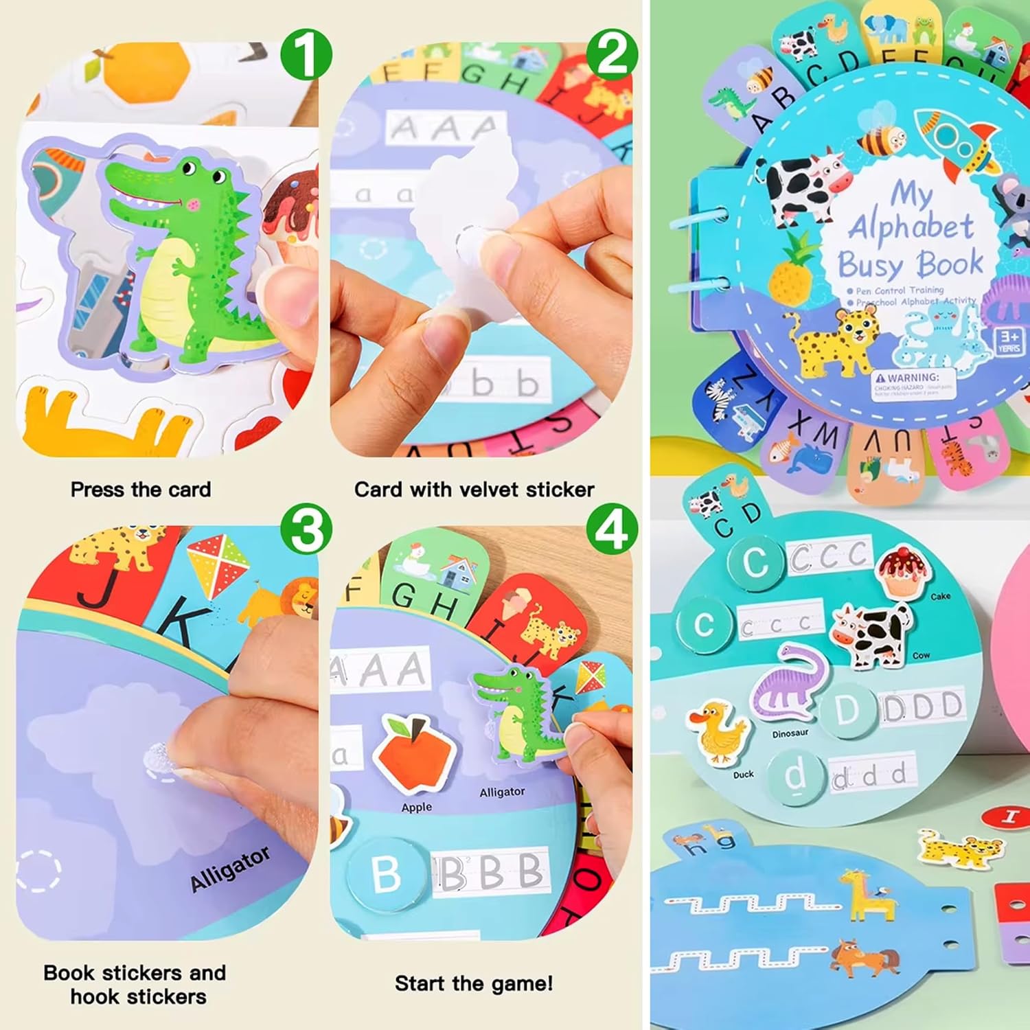 Be2BeKidz Alphabet Learning Busy Book for Toddlers 1–3 | Montessori ABC Activity Book for Kids | Babybus Style Educational Toy for Preschool Learning & Fine Motor Skills Development