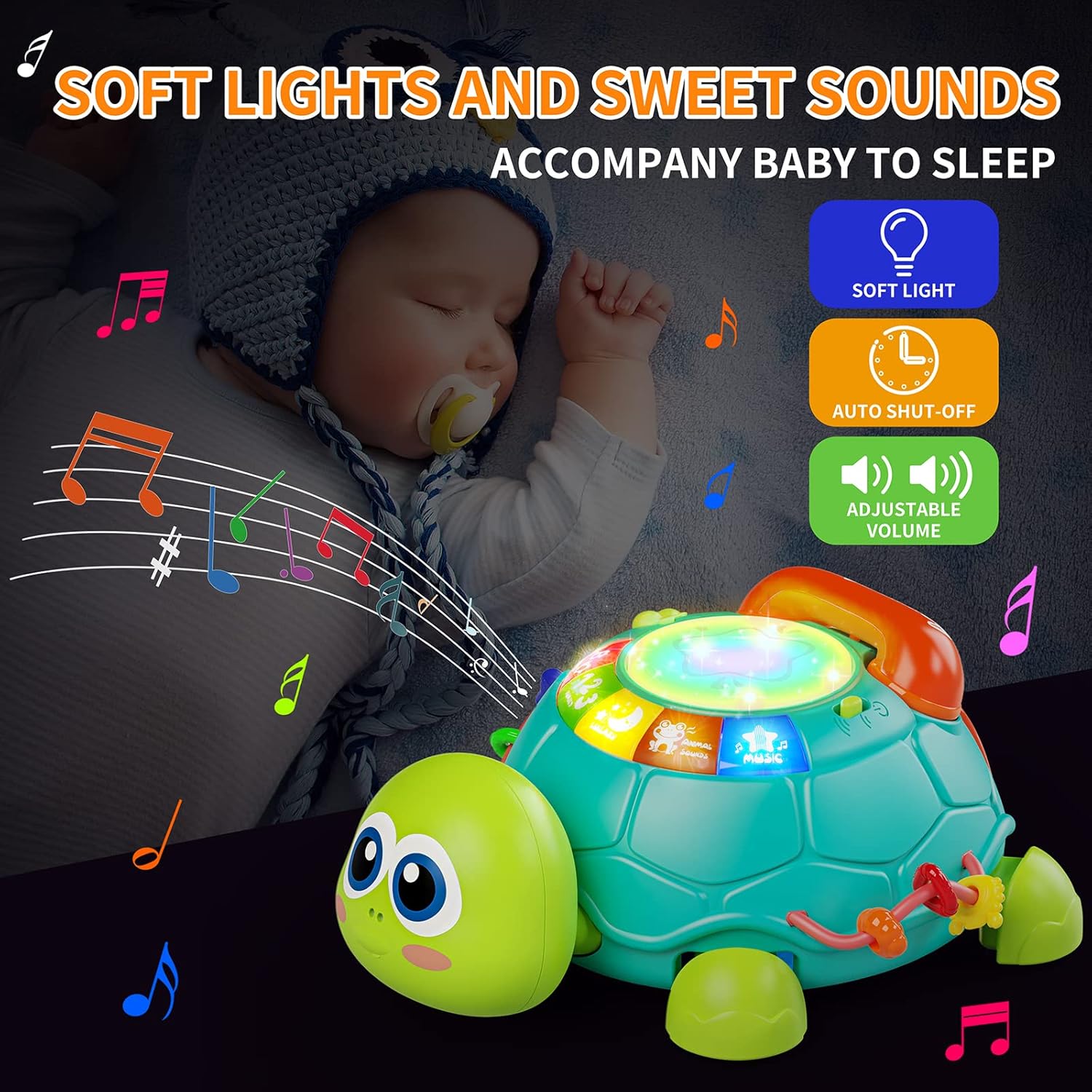 Fidtoy Crawling Musical Turtle Toy for Babies – Interactive Light & Sound Learning Toy for Tummy Time and Early Development