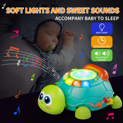 Fidtoy Crawling Musical Turtle Toy for Babies – Interactive Light & Sound Learning Toy for Tummy Time and Early Development