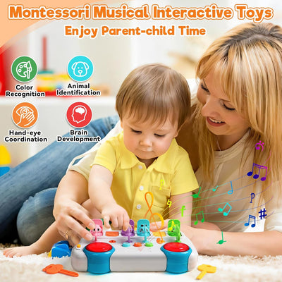 Fidtoy Interactive Pop Up Animal Sound Color Recognition Key Set with Music Lights for Toddlers