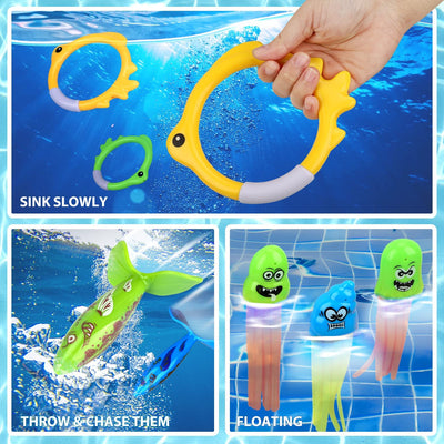 Fidtoy Kit de Jouets de Plongée pour Piscine pour Enfants 4-8 Jeu de Chasse au Trésor