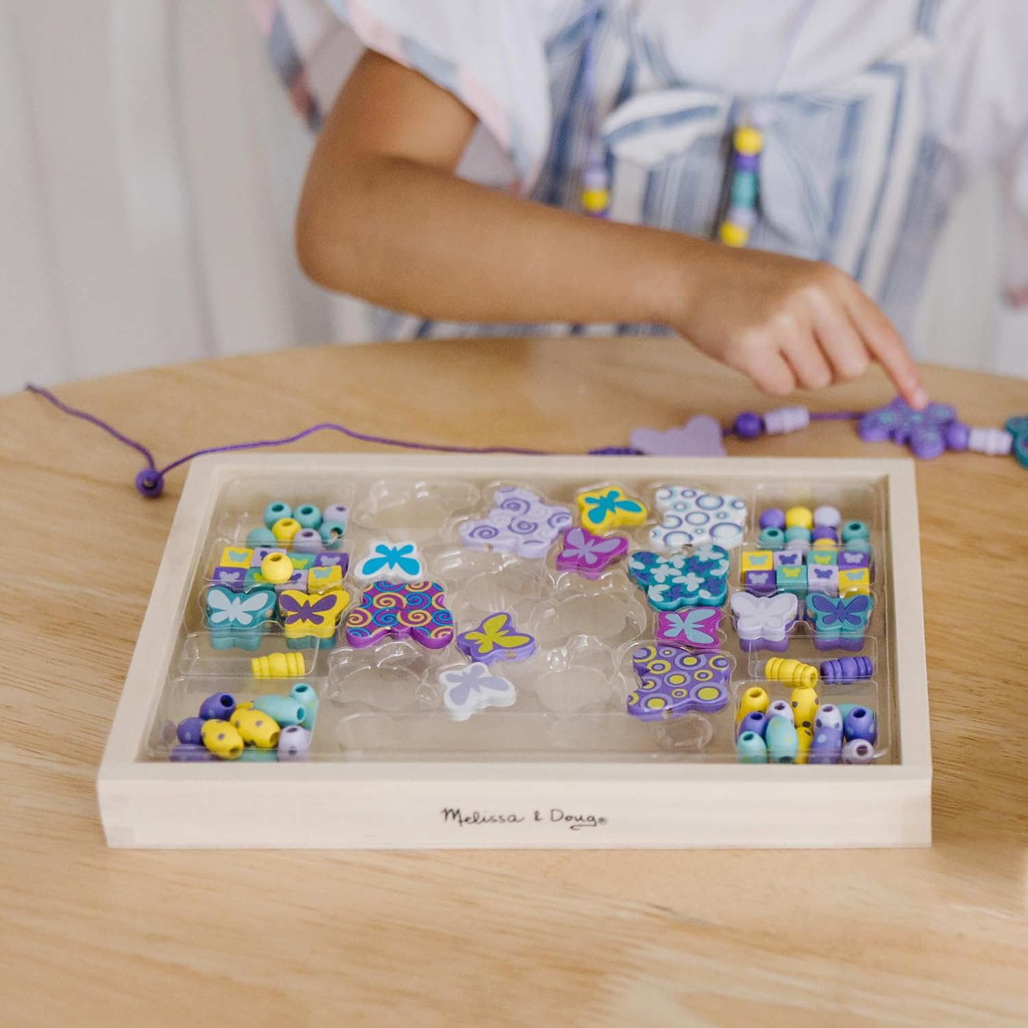 Fidtoy Papillon Perles en Bois pour la Fabrication de Bijoux pour Enfants