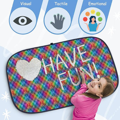 Kids Sensory Sequin Wall Panel Toy Flipping Fabric for Speech Occupation Therapy