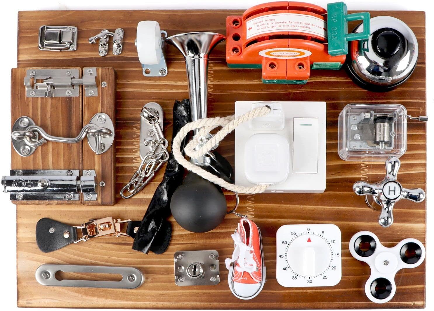 Canuan 20-in-1 Busy Board for Toddlers - Travel Toy Activity Board for Fine Motor Skills - Toys for 3 Years Old Kids With Switch, Locks, Shoe Laces, Music Box