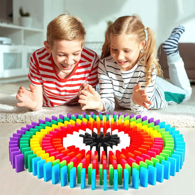 Fidtoy Wooden Domino Blocks Set Colorful Learning Game