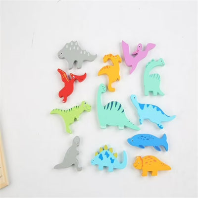 Fidtoy Tangram Dinosaure en bois – Puzzle éducatif Montessori pour tout-petits