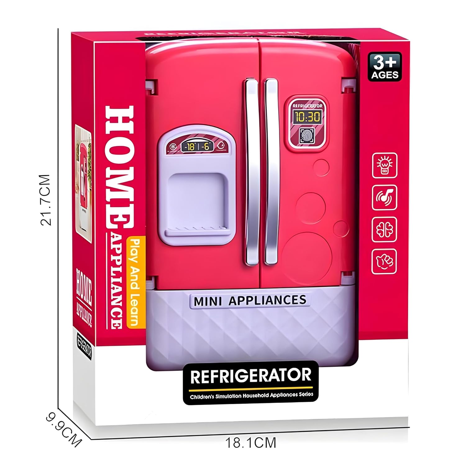 Fidtoy Mini Refrigerator Playset – Light and Music Pretend Kitchen Toy for Kids 3+